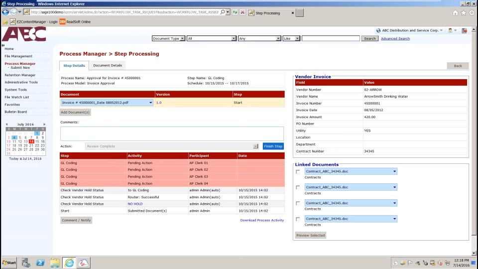 screenshot of AP Workflow Automation